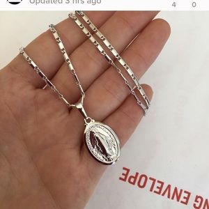 New 18K white gold Virgin Mary Necklace Pendant
